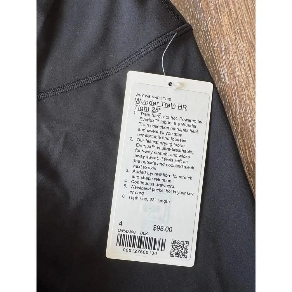 Lululemon Wunder Train High Rise 28” Black Size 4 NWT
